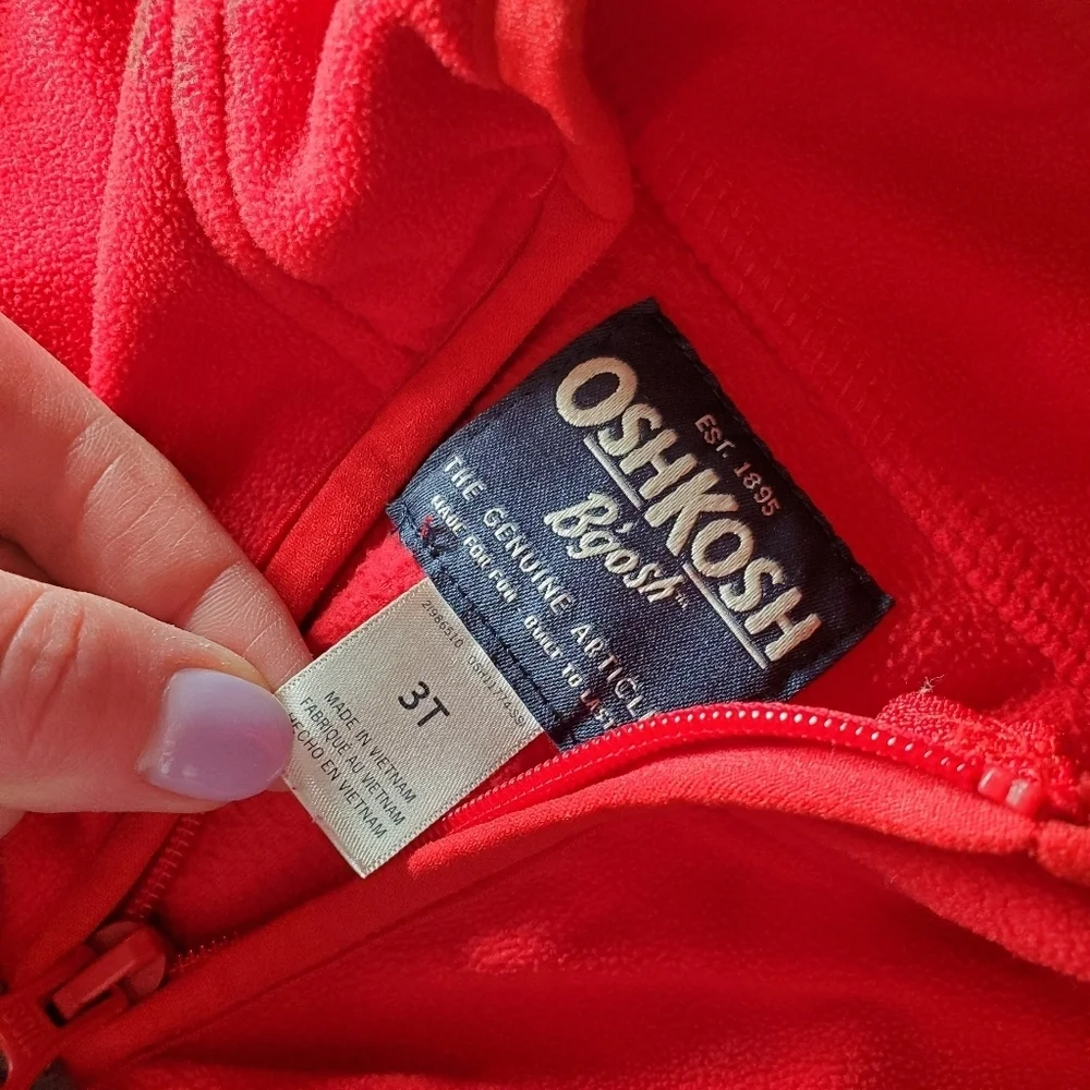OshKosh B'gosh Red and Gray Microfleece Half Zip Pullover Size 3T Toddler Boy
